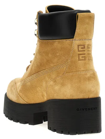 Givenchy Chunky Heel Suede Ankle Boots In Beige