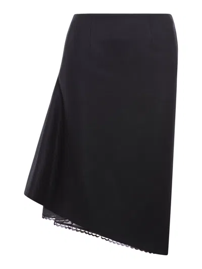 Shop Sacai Asymmetric Wool Skirt In Black