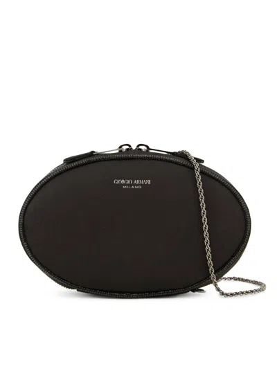 Shop Giorgio Armani Clutch With Chain In Black