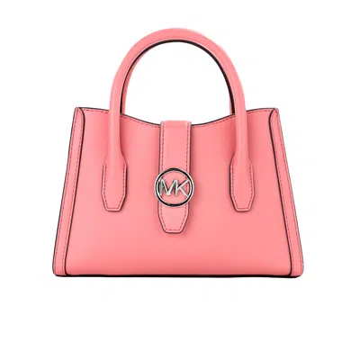 Michael Kors Gabby Small Tea Rose Faux Leather Top Zip Satchel Crossbody Bag In Pink