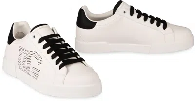 Shop Dolce & Gabbana Portofino Leather Low-top Sneakers In White