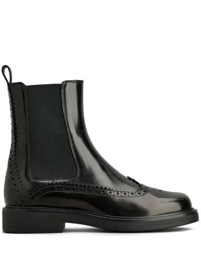 Shop Tod's Women's Broguestyle Chelsea Boots In Black