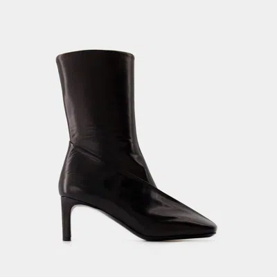 Jil Sander Slanted 70mm Square-toe Ankle Boots In Black