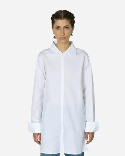 Mm6 Maison Margiela Wide Sleeved Stripy Poplin Shirt Off In White