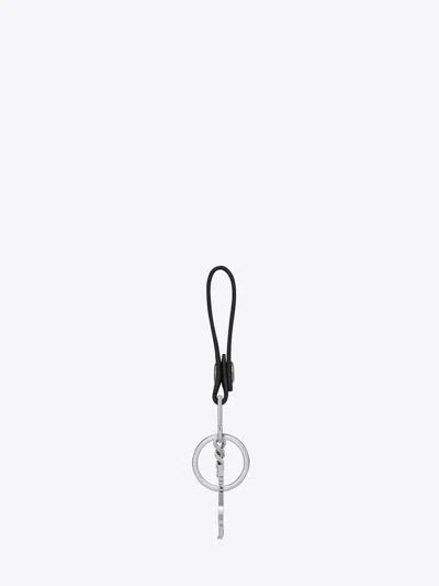 Shop Saint Laurent Monogram Keyring In Black