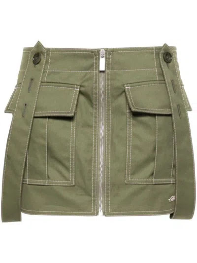 Off-white Cargo Mini Skirt With Straps In Green