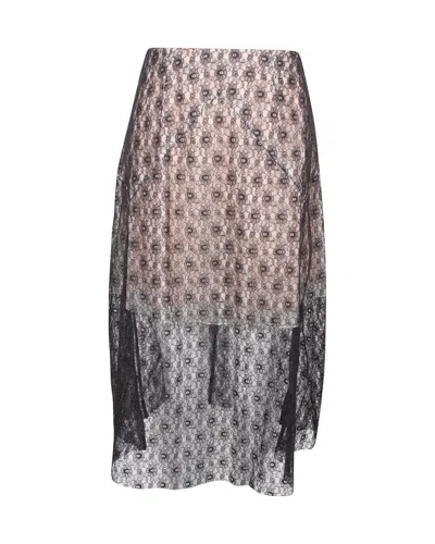 Stella Mccartney Knee Length Lace Skirt In Black Silk In Black