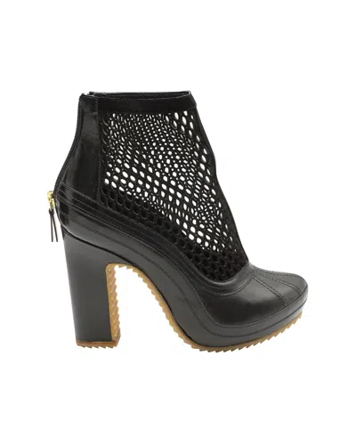 Sacai X Pierre Hardy Mesh Ankle Boots In Black Leather In Black