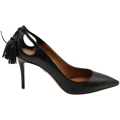 Aquazzura Forever Marilyn 85 Pumps In Black Leather In Black