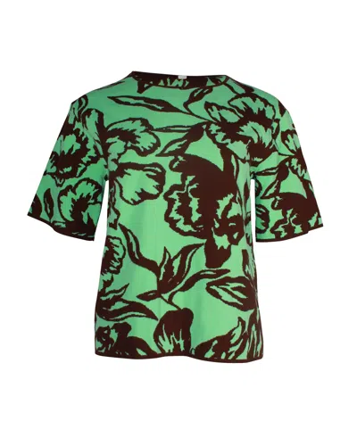 Dries Van Noten Floral Jacquard-knit T-shirt In Green Viscose In Green