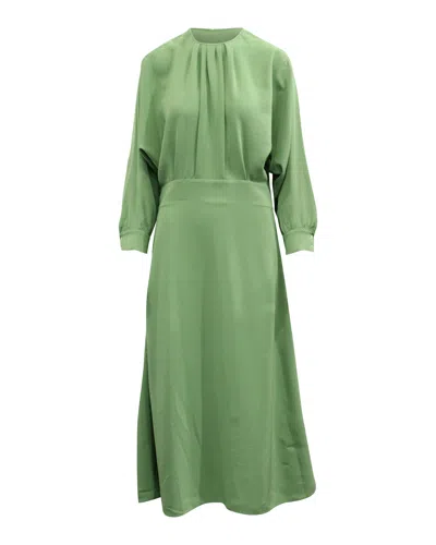 Victoria Beckham Pleated A-line Dress In Green Polyester In Green