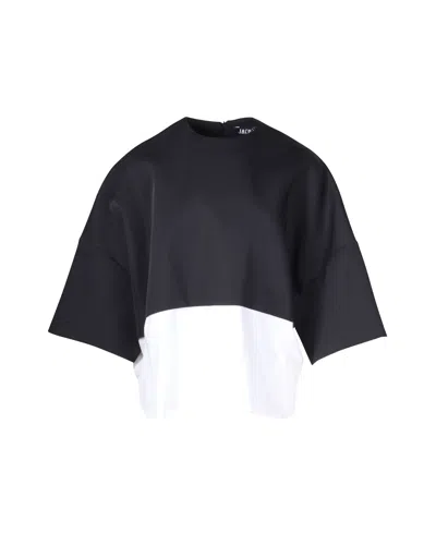 Jacquemus Le T-shirt Chemise Colorblock T-shirt In Navy Blue Cotton In Blue