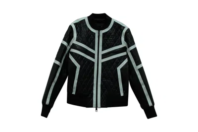 Neil Barrett Biker Jacket With White Piping In Black Leather In Black