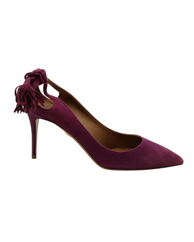 Aquazzura Forever Marilyn Tassel Pumps In Purple Suede In Purple