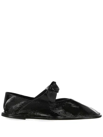Hereu Black Llasada Supple Shiny Ballerina Flats In Black