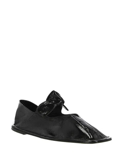 Hereu Black Llasada Supple Shiny Ballerina Flats In Black