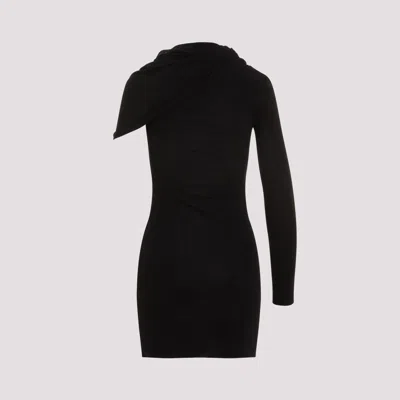 Saint Laurent Viscose One-shoulder Draped Mini Dress In Black
