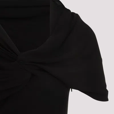 Saint Laurent Viscose One-shoulder Draped Mini Dress In Black