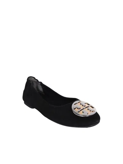 Tory Burch Claire Suede Ballet Flats In Black