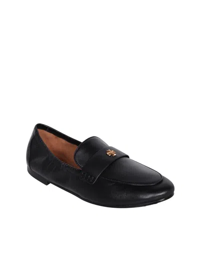 Tory Burch Black Leather Ballet Loafers In Black