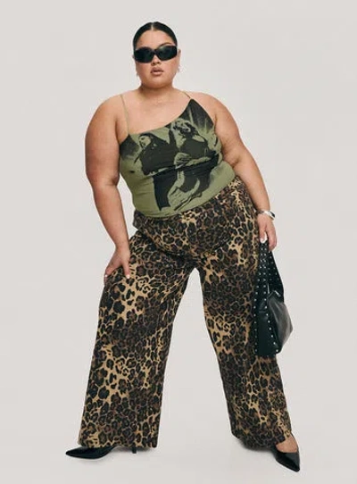 Princess Polly Curve Pantar Low Rise Pants In Leopard