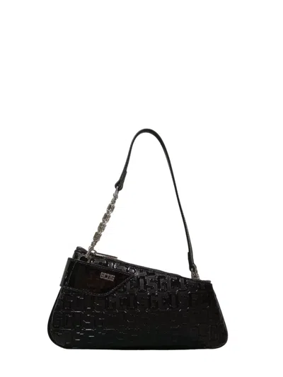 Shop Gcds Comma Notte Patent Monogram Bag In Black