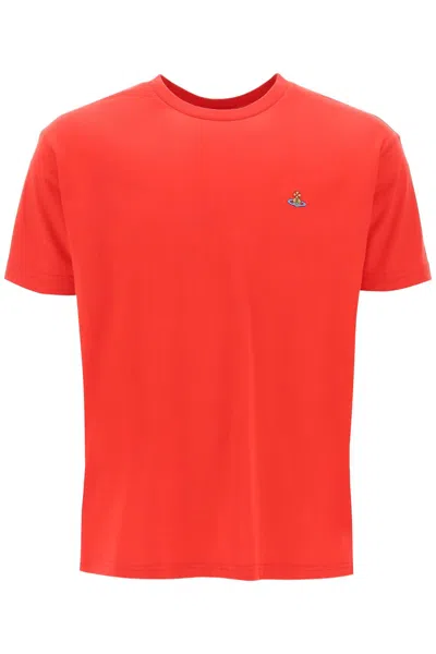 Shop Vivienne Westwood Classic T Shirt With Orb Logo In Red