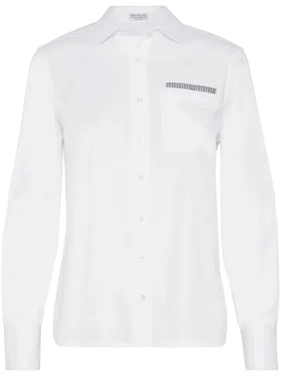 Shop Brunello Cucinelli Shirt With Monili Detail In White