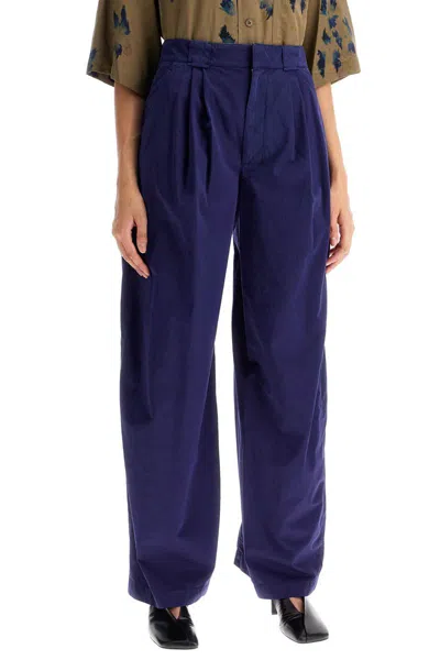 Shop Lemaire Lightweight Wide-leg Pants In Blue