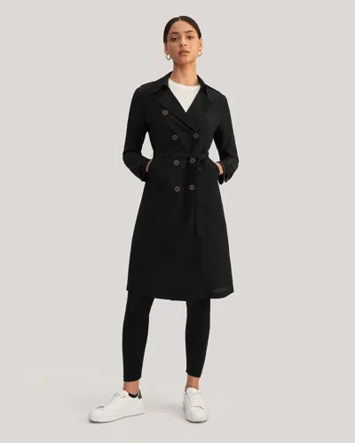 Lilysilk Classic Double-breasted Silk Trench Coat In Black