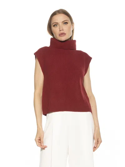 Alexia Admor Jaylani Sleeveless Turtleneck Sweater In Red