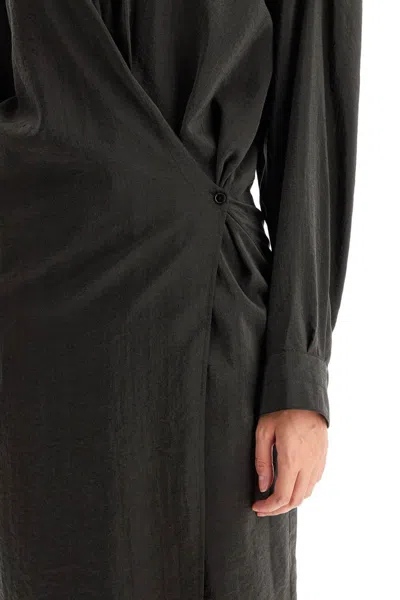 Shop Lemaire Asymmetric Shirt Dress In Marrone