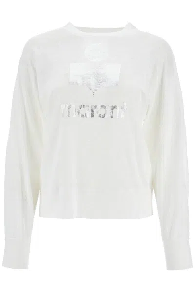 Shop Isabel Marant Étoile Klowia T-shirt With Metallic Logo Print In Argento