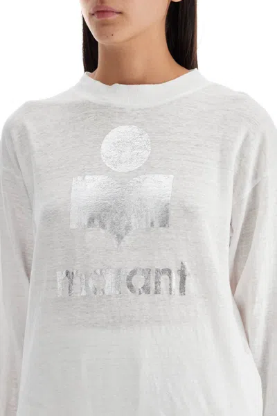 Shop Isabel Marant Étoile Klowia T-shirt With Metallic Logo Print In Argento