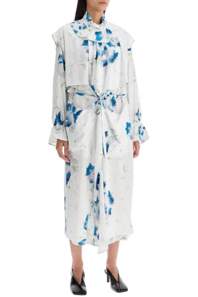 Shop Lemaire Printed Dust Coat With Cape In Bianco