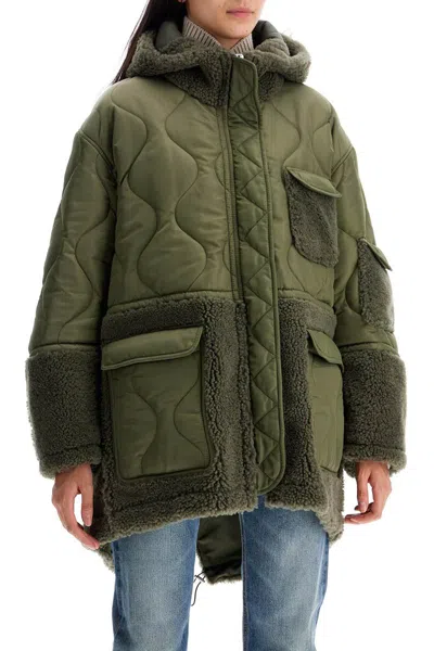 Shop Blancha Shearling And Nylon Parka In Verde