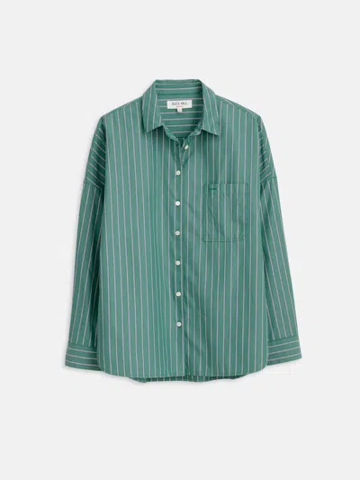 Alex Mill Jo Shirt In Striped Paper Poplin In Green Stripe