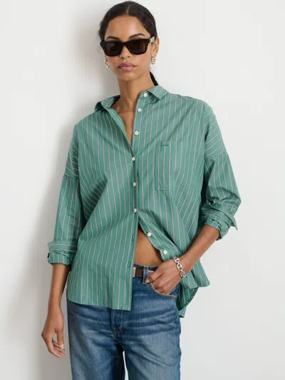 Alex Mill Jo Shirt In Striped Paper Poplin In Green Stripe