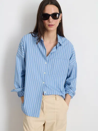 Alex Mill Jo Shirt In Striped Paper Poplin In Blue Stripe