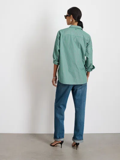 Alex Mill Jo Shirt In Striped Paper Poplin In Green Stripe