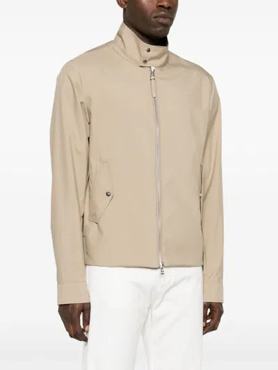 Moncler Beige Logo Patch Jacket In Beige