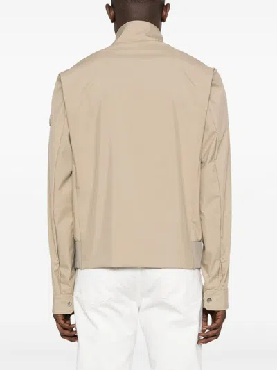 Moncler Beige Logo Patch Jacket In Beige