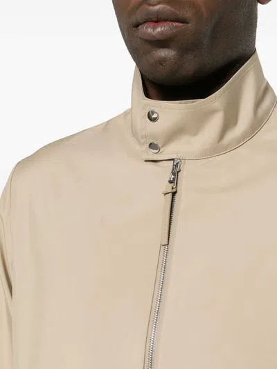 Moncler Beige Logo Patch Jacket In Beige