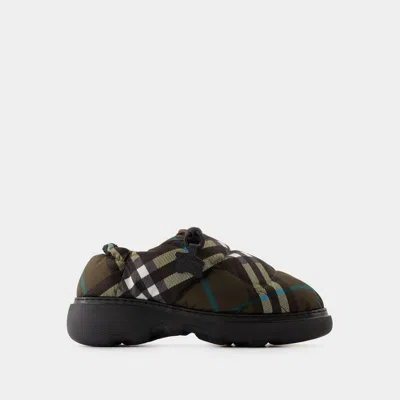 Burberry Brown Check Nylon Pillow Loafers In Multicolor