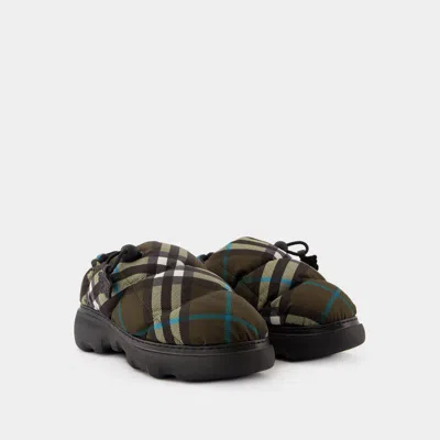 Burberry Brown Check Nylon Pillow Loafers In Multicolor