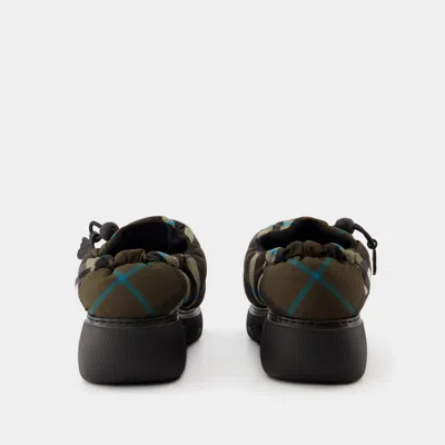 Burberry Brown Check Nylon Pillow Loafers In Multicolor