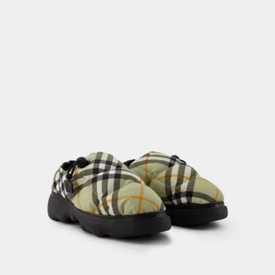Burberry Printed Fabric Pillow Check Slip Ons In Multi