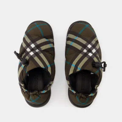 Burberry Brown Check Nylon Pillow Loafers In Multicolor
