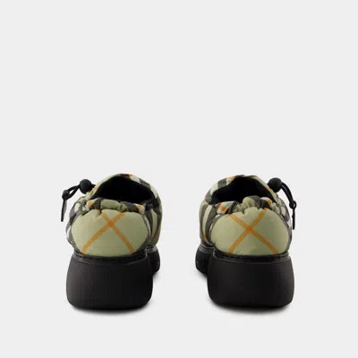 Burberry Printed Fabric Pillow Check Slip Ons In Multi