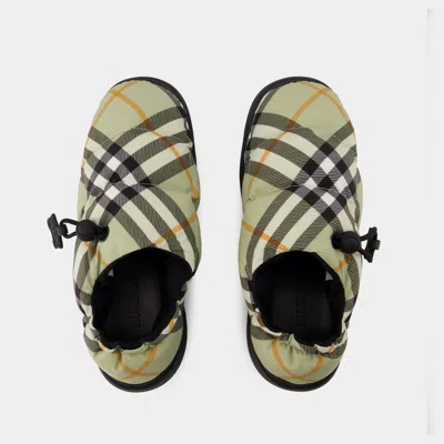 Burberry Printed Fabric Pillow Check Slip Ons In Multi